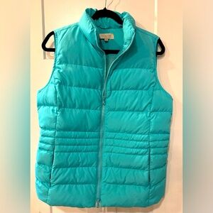 Talbots Womens Petite Aqua Puffer Down Vest Size MP
